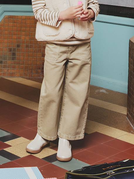 Medium Fit Wide Leg MorphologiK Trousers for Girls coral+grey green+khaki+old rose 