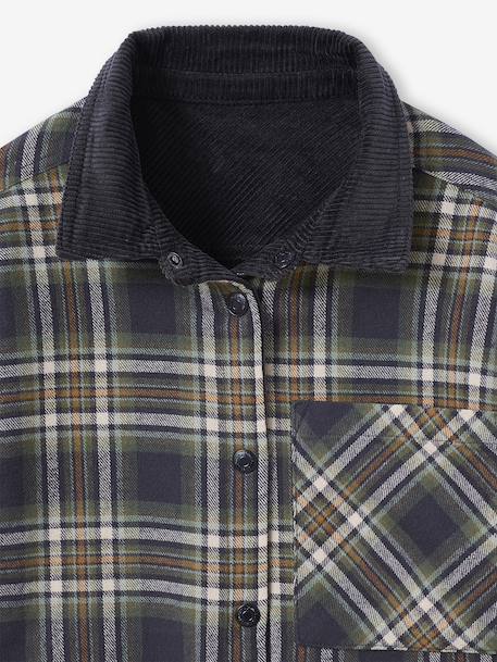 Reversible Flannel & Velour Shirt for Boys, JONEN anthracite 