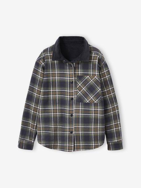 Reversible Flannel & Velour Shirt for Boys, JONEN anthracite 