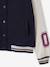 Teddy jacket in fleece with number detail on the sleeve for girls JONEN navy blue 