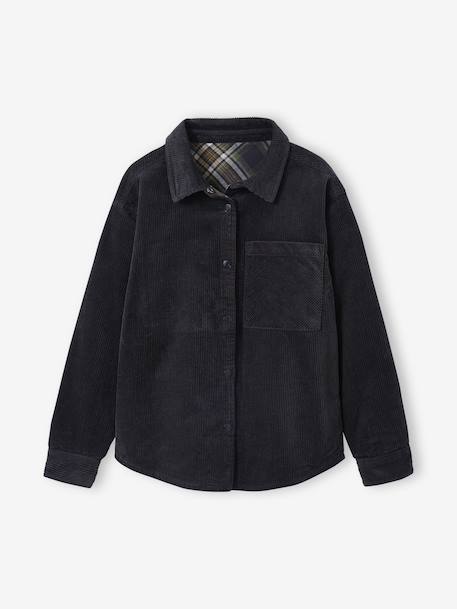 Reversible Flannel & Velour Shirt for Boys, JONEN anthracite 