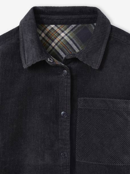 Reversible Flannel & Velour Shirt for Boys, JONEN anthracite 