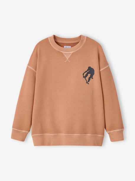 Pack of 2 Plain Long-Sleeved Sweatshirts for Boys, JONEN caramel 