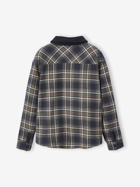 Reversible Flannel & Velour Shirt for Boys, JONEN anthracite 