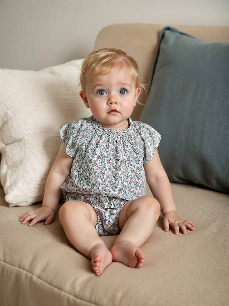 Printed floral baby blouse ecru 