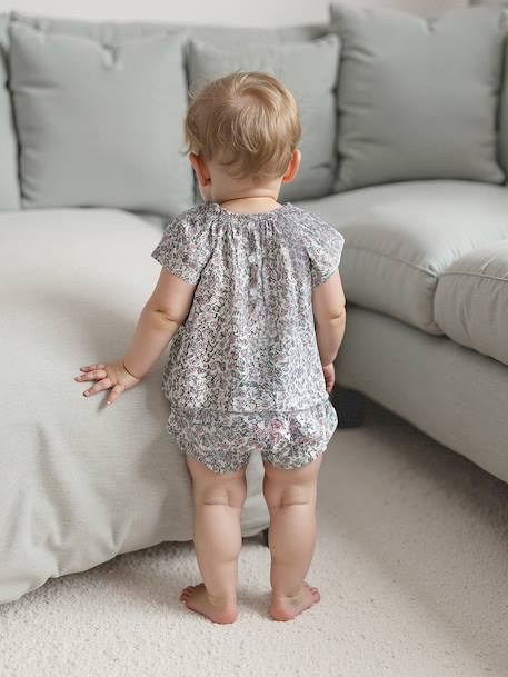 Printed floral baby blouse ecru 