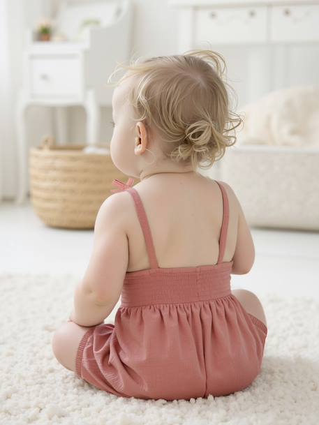 Playsuit with Smocked Bloomers for Babies rose 