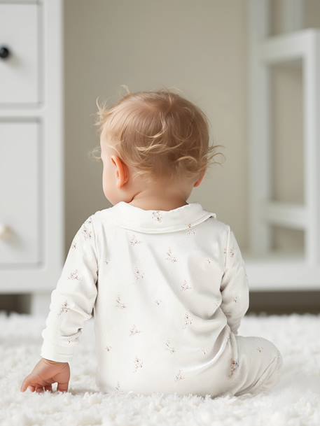 Pack of 2 Velour Sleepsuits with Front Opening for Babies cappuccino+rose 