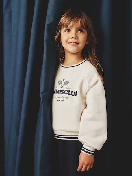 Tennis Club Motif Sweatshirt for Girls ecru 