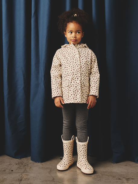 Printed hooded raincoat for girls multicoloured+navy blue+vanilla 