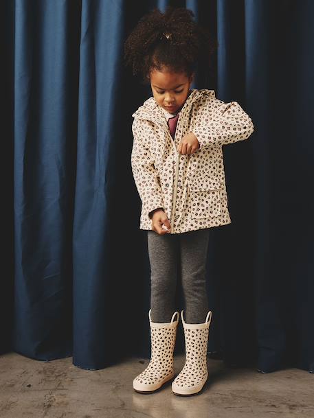 Printed hooded raincoat for girls multicoloured+navy blue+vanilla 