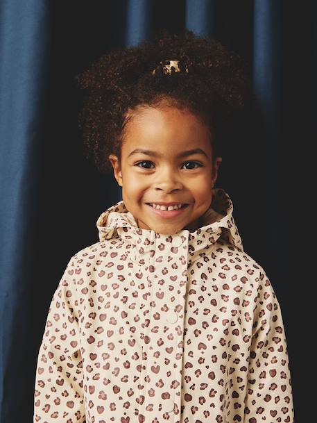 Printed hooded raincoat for girls multicoloured+navy blue+vanilla 