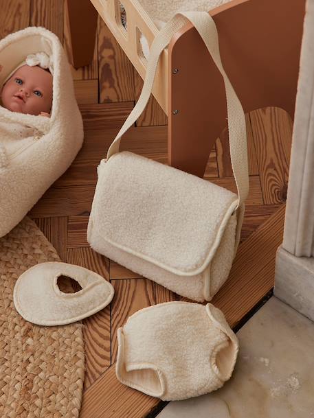 Premium Doll Changing Bag + Nappy + Bib ecru 
