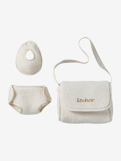 Premium Doll Changing Bag + Nappy + Bib ecru 