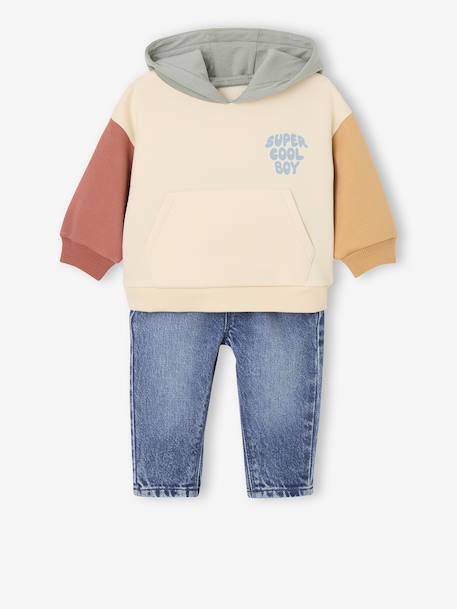 Hooded sweatshirt + jeans set for babies multicoloured 