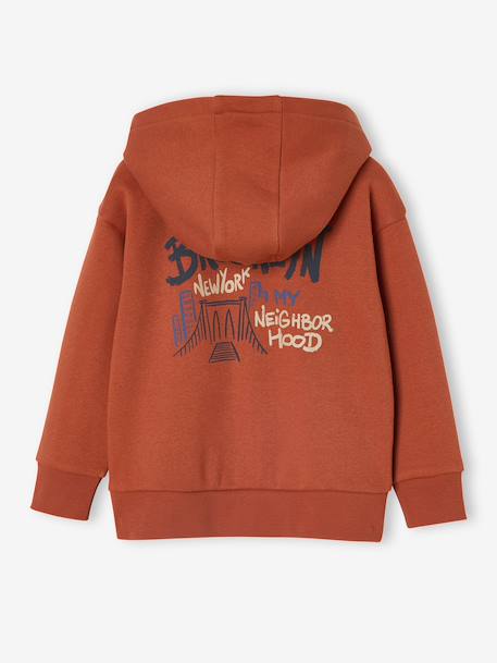 Hooded Sweatshirt with Print & Zip, for Boys rust 