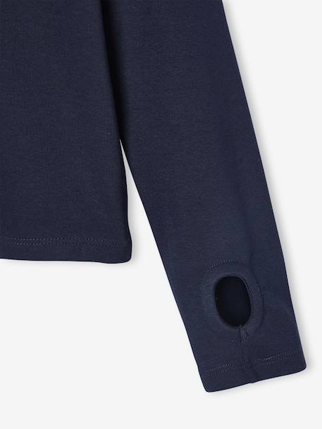 Long-Sleeved Tennis Motif Sports T-Shirt for Girls navy blue 