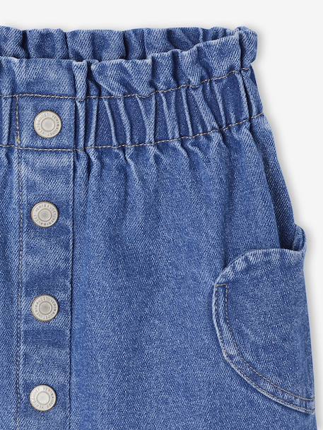 Denim Skirt with Heart Pocket for Girls bleached denim+brut denim 