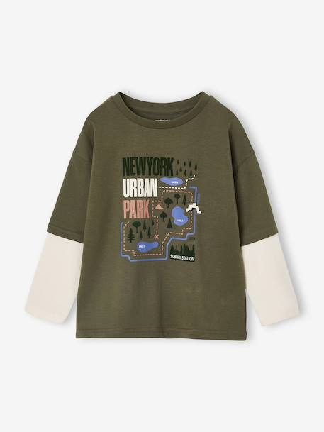 2-in-1-Effect T-Shirt for Boys khaki 