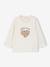 Long-sleeved baby t-shirt with leopard heart pattern ecru+navy blue 