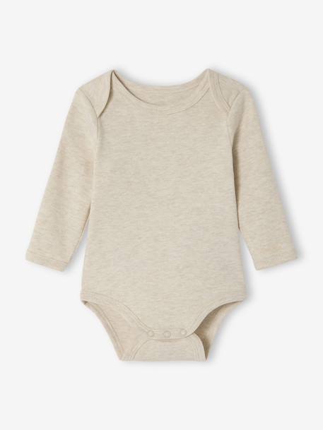 Pack of 5 Bodysuits with Cut-Away Shoulders for Newborns khaki 