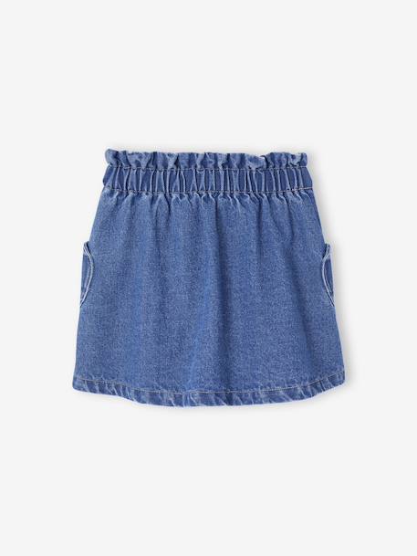 Denim Skirt with Heart Pocket for Girls bleached denim+brut denim 