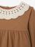 T-shirt for babies in crinkled jersey with crochet collar caramel 