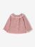 Gingham Flannel Blouse with Frilled Collar for Newborns ecru 