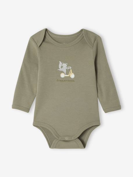 Pack of 5 Bodysuits with Cut-Away Shoulders for Newborns khaki 