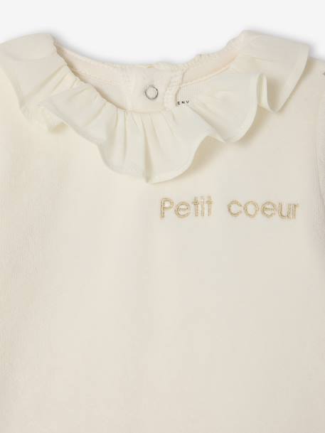 Pack of 2 Sleepsuits in Velour for Newborn Girls, ENVIE DE FRAISE ecru 