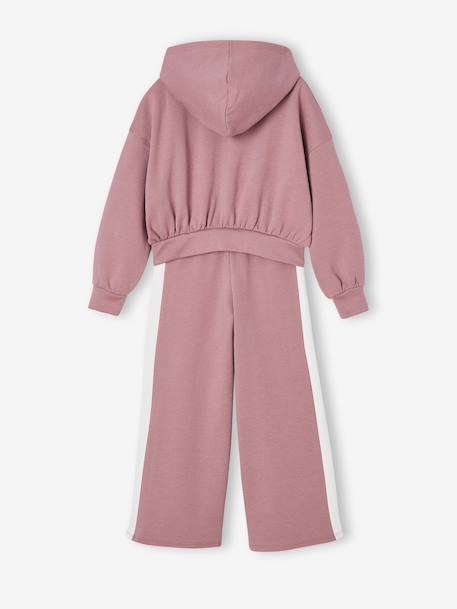 Hooded Sweatshirt + Wide-Leg Joggers Sportswear Set old rose 