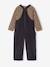 Set of t-shirt and cord dungarees girl anthracite 
