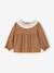 T-shirt for babies in crinkled jersey with crochet collar caramel 