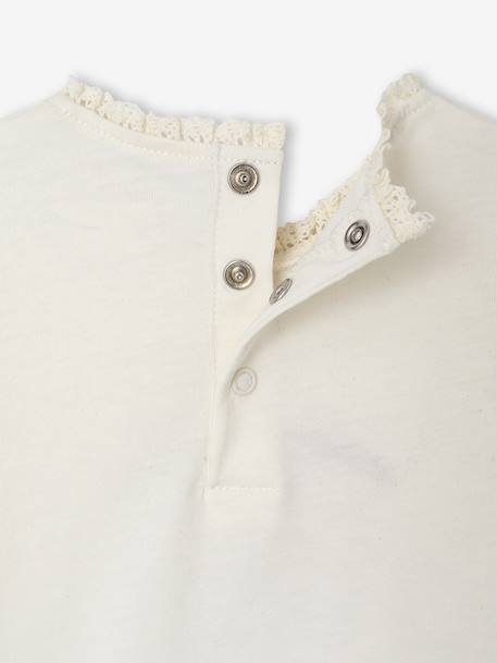 Long-sleeved baby t-shirt with leopard heart pattern ecru+navy blue 