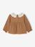 T-shirt for babies in crinkled jersey with crochet collar caramel 