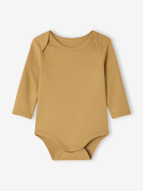 Pack of 5 Bodysuits with Cut-Away Shoulders for Newborns khaki 