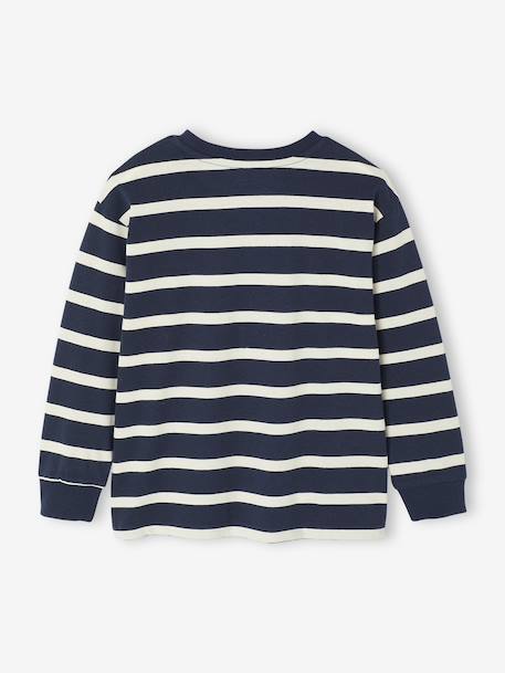 Striped Long-Sleeved T-Shirt for Boys bordeaux red+ecru+night blue 