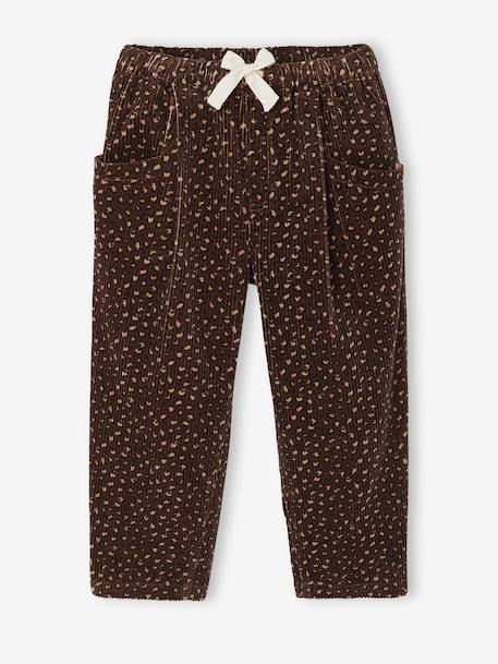 Loose-Fit Corduroy Trousers for Girls bordeaux red+chocolate+old rose 