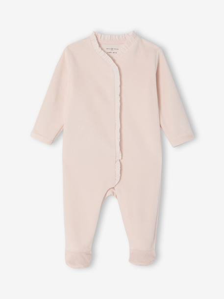 Pack of 2 Sleepsuits in Velour for Newborn Girls, ENVIE DE FRAISE ecru 