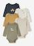 Pack of 5 Bodysuits with Cut-Away Shoulders for Newborns khaki 