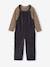 Set of t-shirt and cord dungarees girl anthracite 
