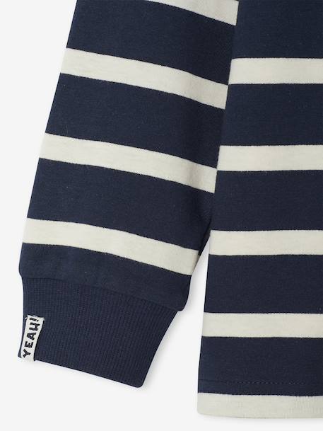 Striped Long-Sleeved T-Shirt for Boys bordeaux red+ecru+night blue 