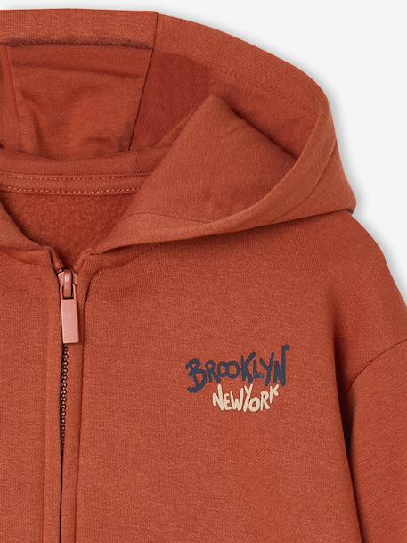Hooded Sweatshirt with Print & Zip, for Boys rust 