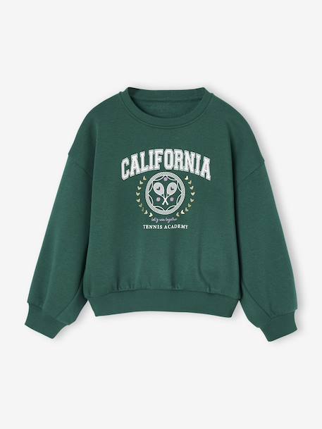 Oversized girls' sportswear sweatshirt green 