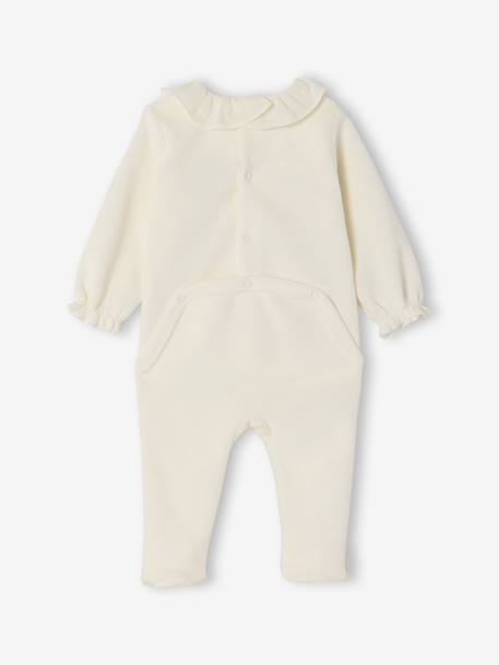 Pack of 2 Sleepsuits in Velour for Newborn Girls, ENVIE DE FRAISE ecru 