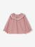Gingham Flannel Blouse with Frilled Collar for Newborns ecru 