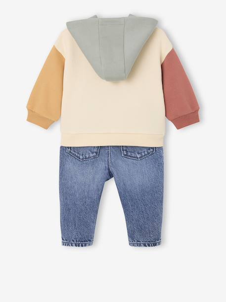 Hooded sweatshirt + jeans set for babies multicoloured 