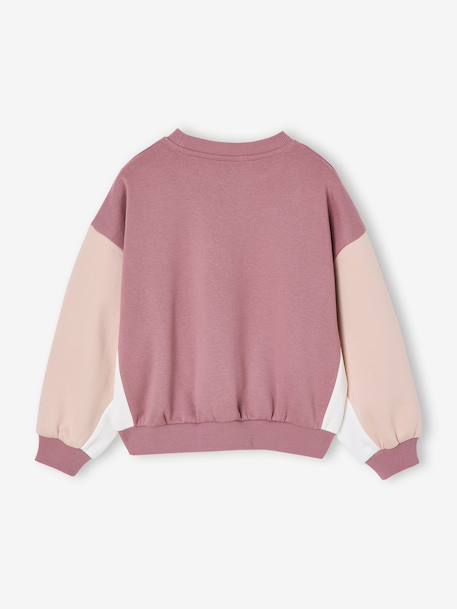 Colourblock Sports Sweatshirt for Girls old rose 