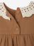 T-shirt for babies in crinkled jersey with crochet collar caramel 