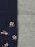 Pack of 2 plain and flower pattern baby girl's tights night blue 